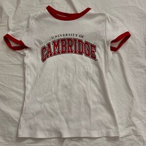 university of cambridge graphic baby tee, size s